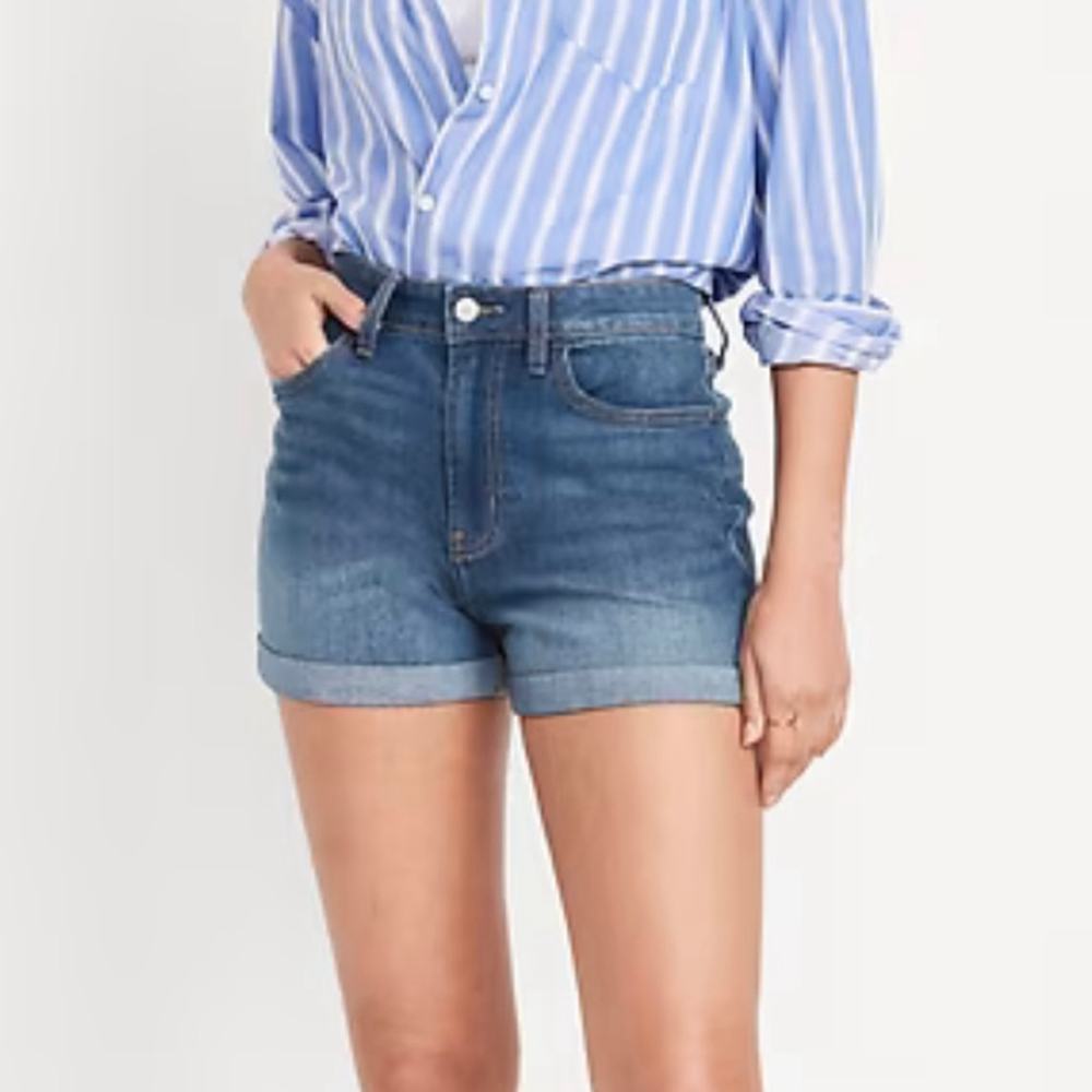 Old Navy Mom Short Denim Mid Rise Sz 0 Vintage Retro Y2K cuffed stretch